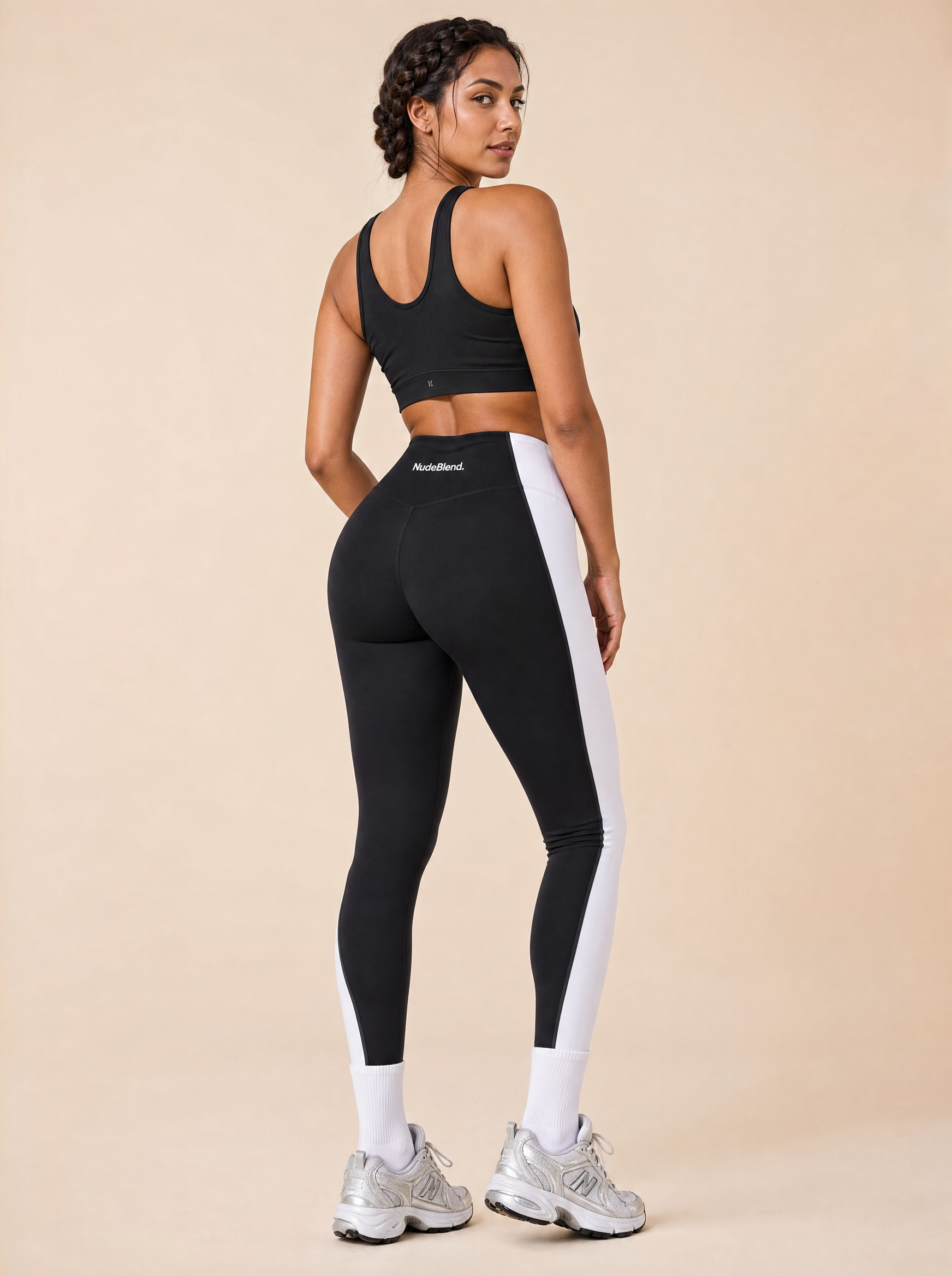 Contrast Color Yoga Leggings - Back View