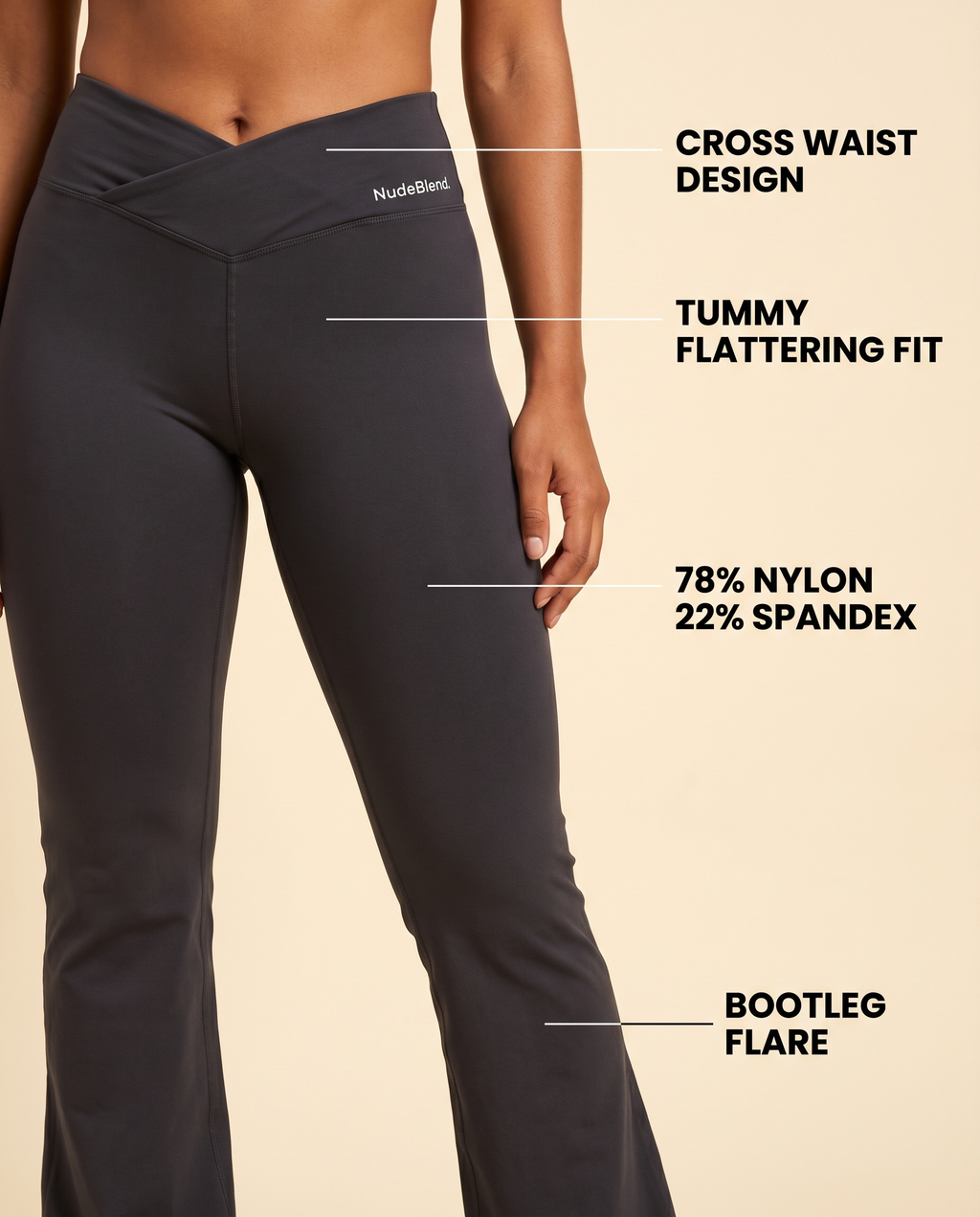 Cross Waist Flare Yoga Pants - Infographic
