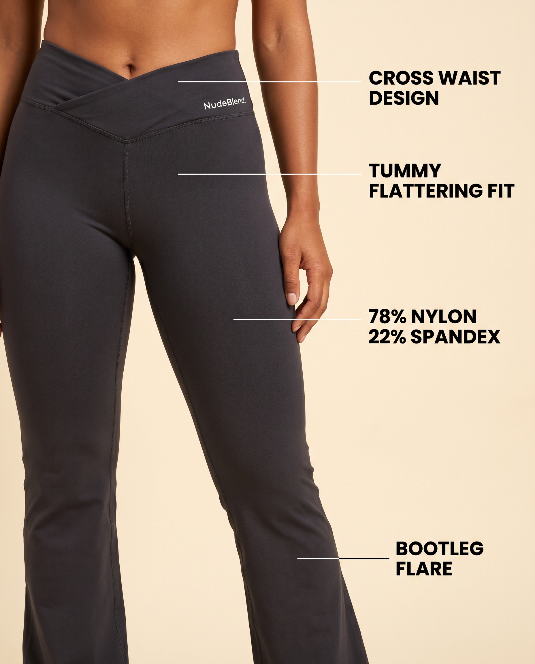 Cross Waist Flare Yoga Pants - Infographic