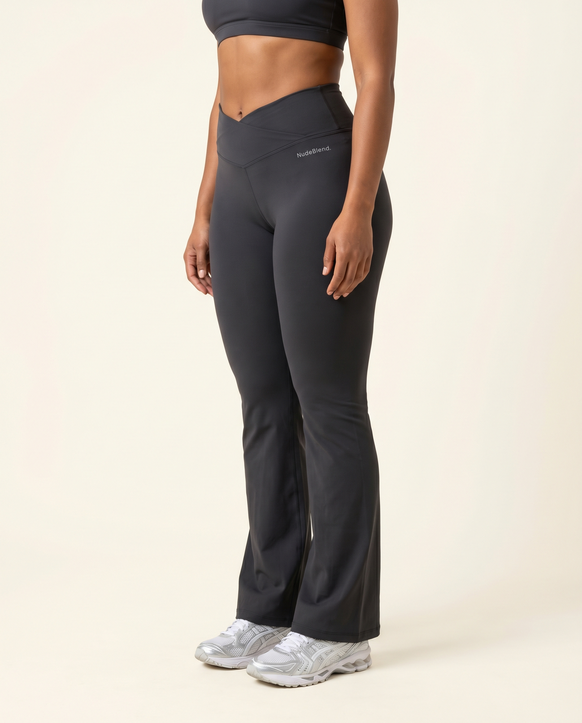 Cross Waist Flare Yoga Pants - Side View