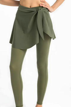 NudeBlend Tie Front Wrap Skirt in army green