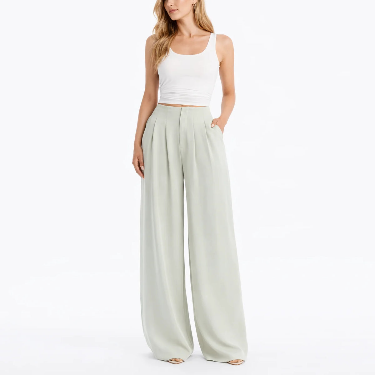NudeBlend Flowy Wide Leg Trousers front