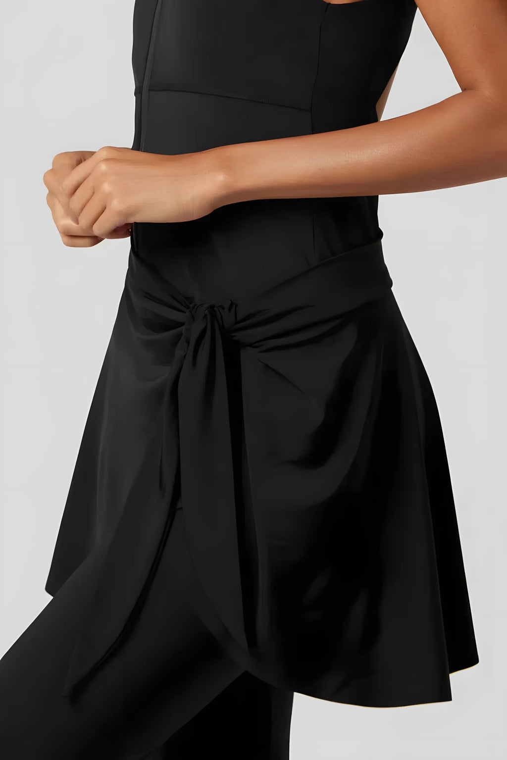NudeBlend Tie Front Wrap Skirt in black