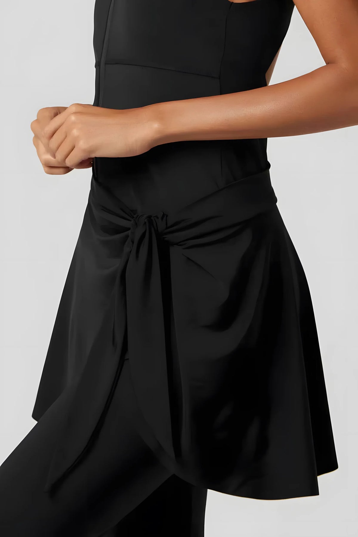 NudeBlend Tie Front Wrap Skirt in black