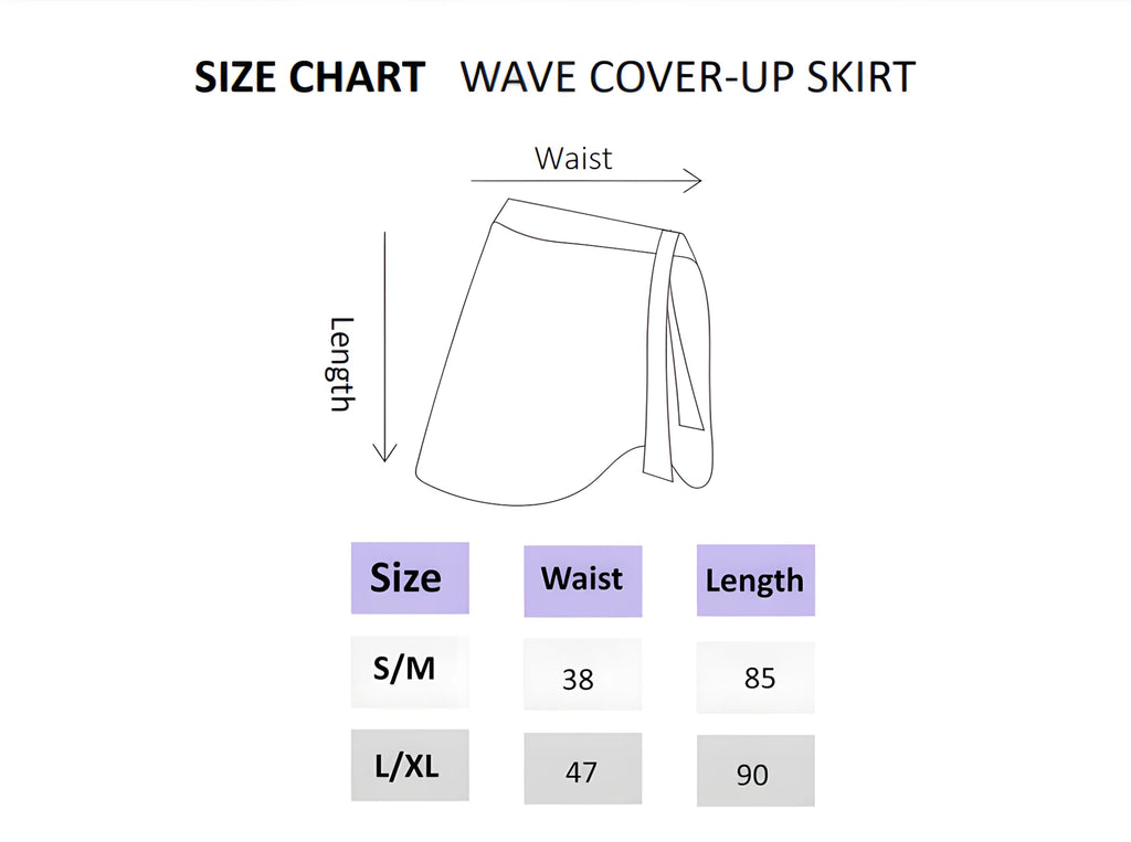 NudeBlend Tie Front Wrap Skirt size chart