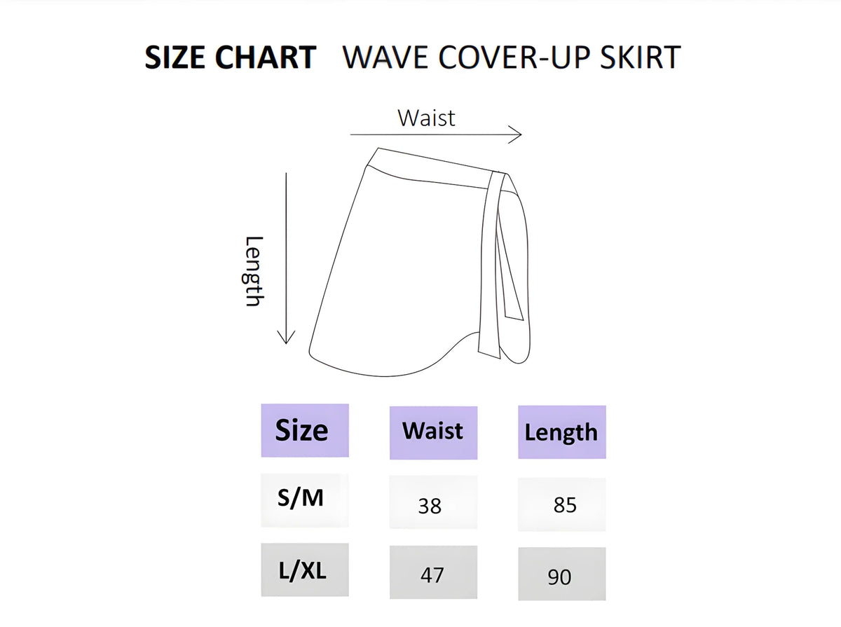 NudeBlend Tie Front Wrap Skirt size chart