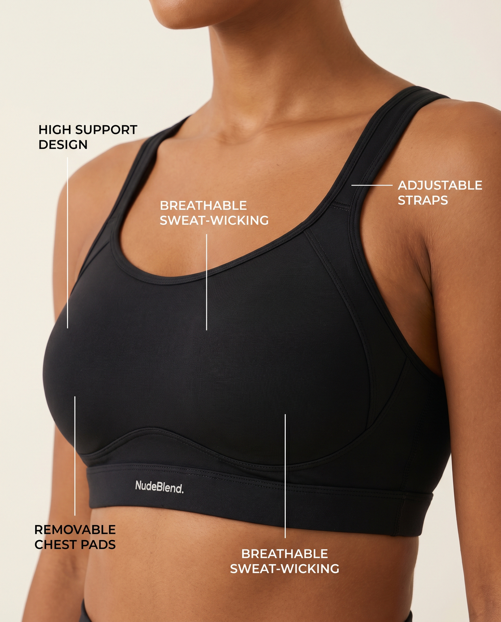 High Support Sports Bra - Infographic