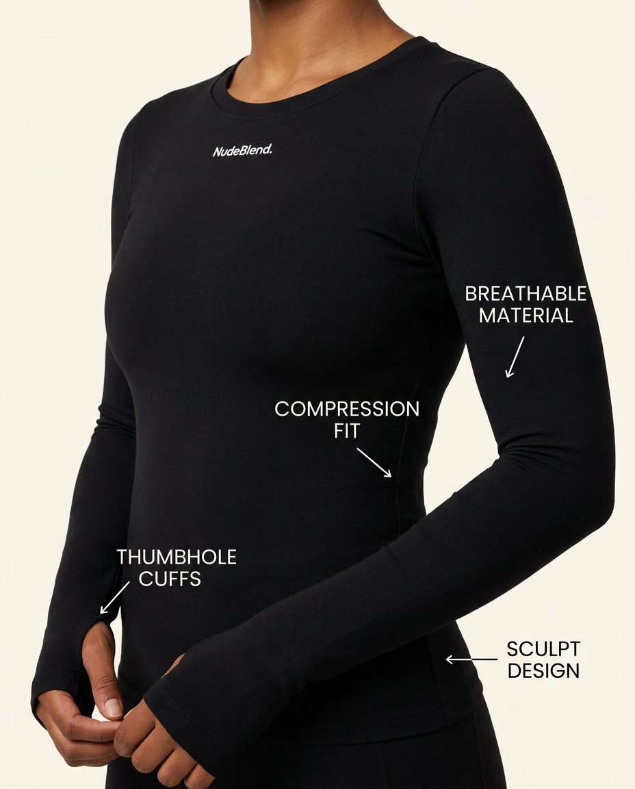 Long Sleeve Sculpt Yoga Top - Infographic