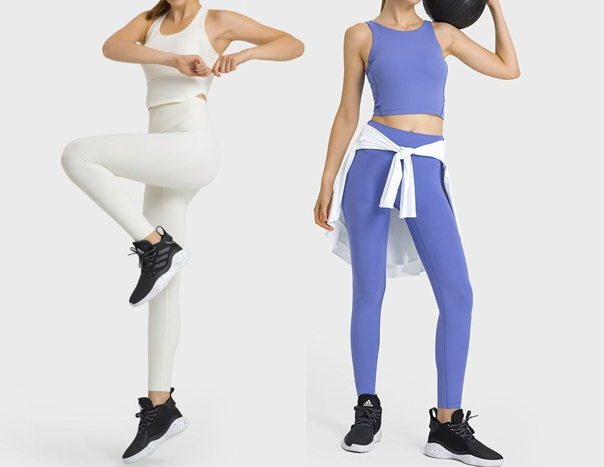 NudeBlend One Size High Waist Leggings in white and blue