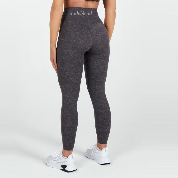 NudeBlend High Waist Yoga Leggings in Charcoal Marble - back