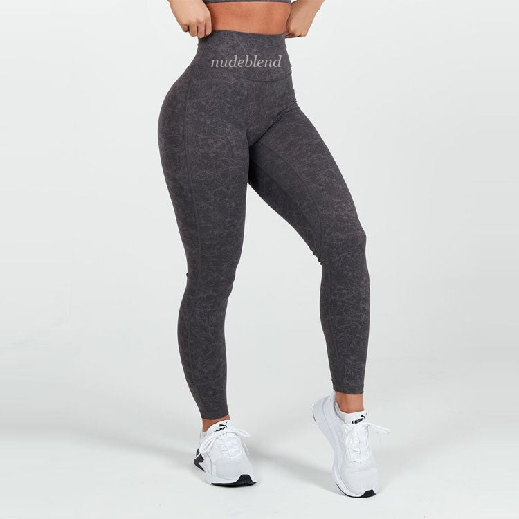 NudeBlend High Waist Yoga Leggings in Charcoal Marble - front pose
