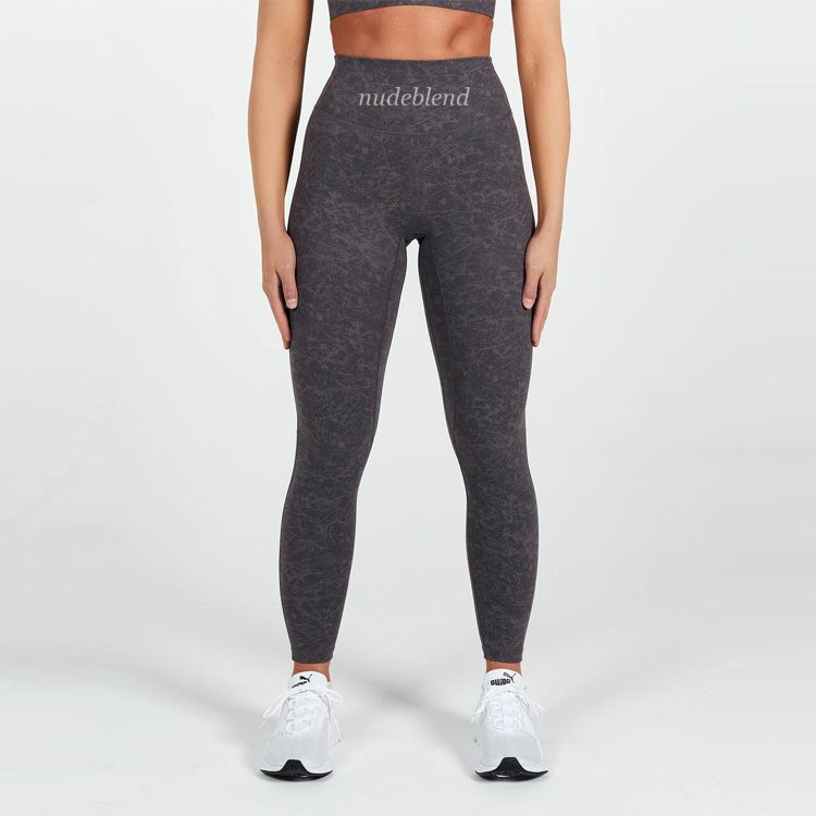 NudeBlend High Waist Yoga Leggings in Charcoal Marble - front