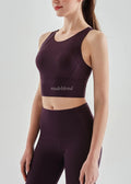 NudeBlend Scoop Neck Yoga Crop Top in Plum - front